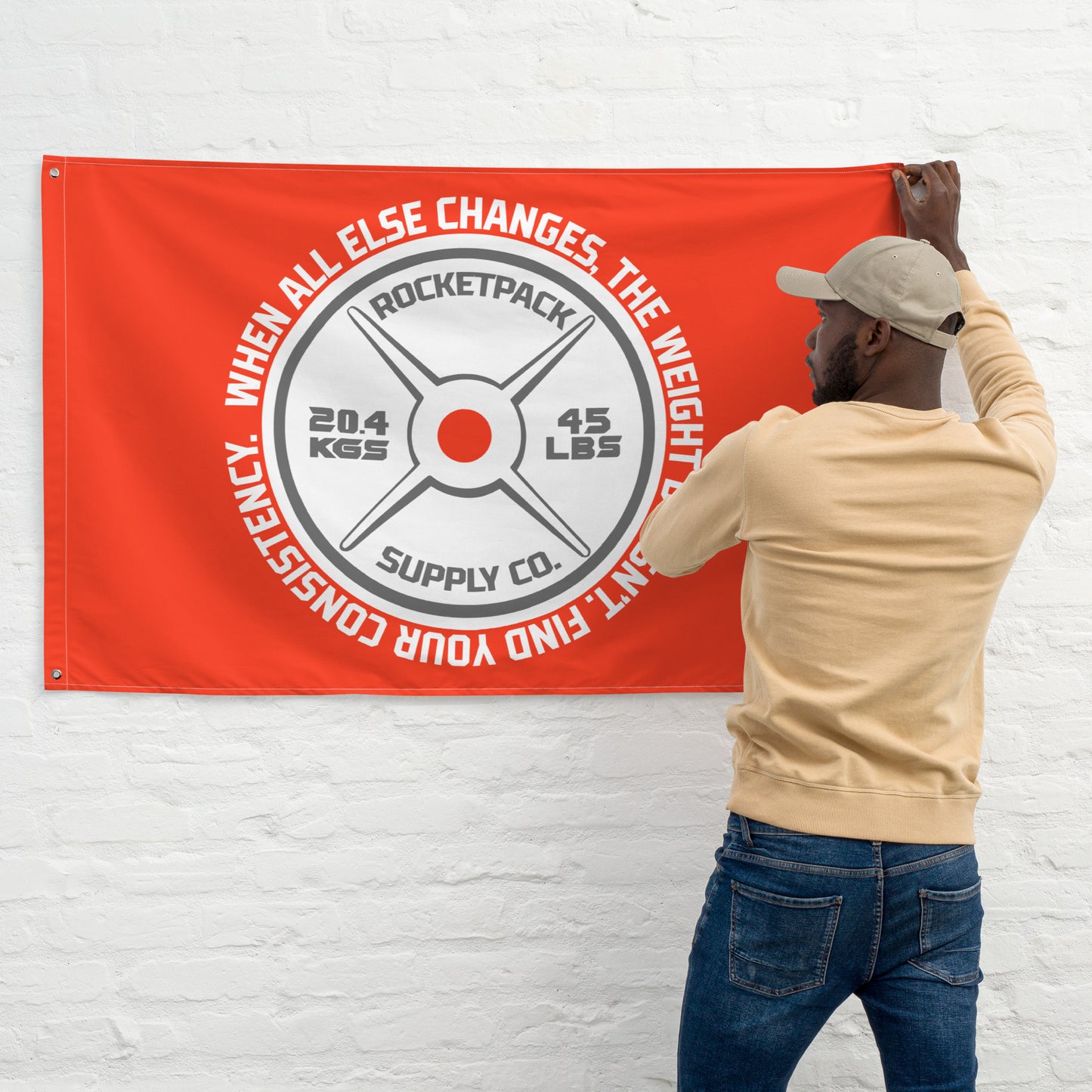 FIND YOUR CONSISTENCY | GYM FLAG | SPACE ORANGE