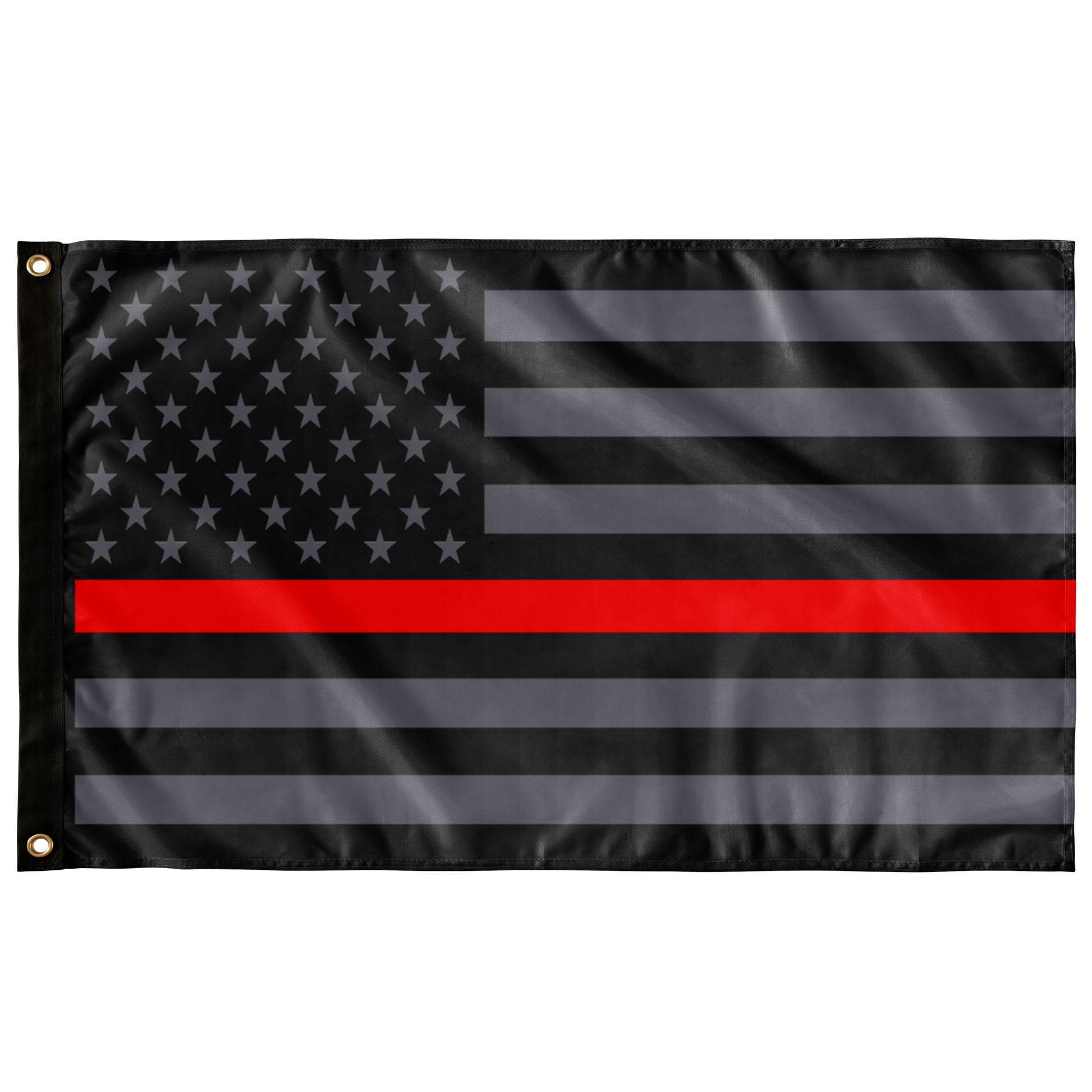 Thin Red Line Flag on Black Firefighter Water Bottle